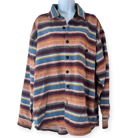 SIERRA PACIFIC Wool Blanket Knit Striped Shirt Jacket Unisex Men L Women XL - Picture 2 of 11